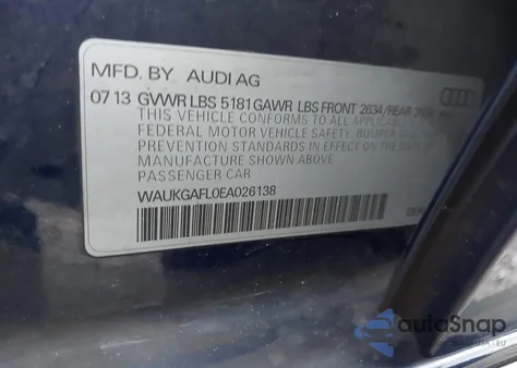 2014 Audi S4 3.0T Premium Plus from USA, damaged, VIN WAUKGAFL0EA026138